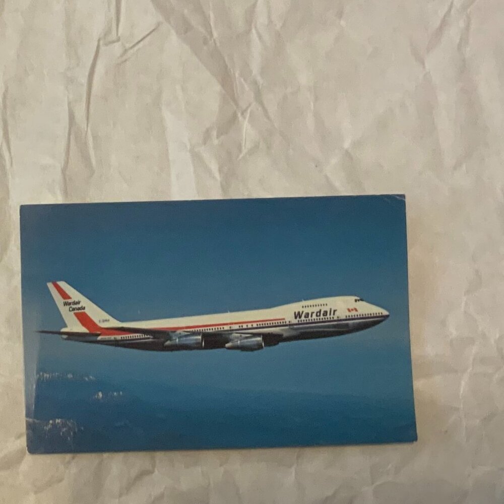 VINTAGE POSTCARD - WARDAIR BOEING 747 (1975)